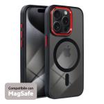 COLOR EDGE MAG COVER TRASPARENTE PROTEZIONE FOTOCAMERA E BORDI ( NERO, ROSSO ) PER iPhone 15